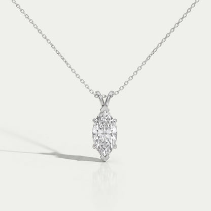 Marquise Lab Diamond Solitaire Bail Pendant Necklaces