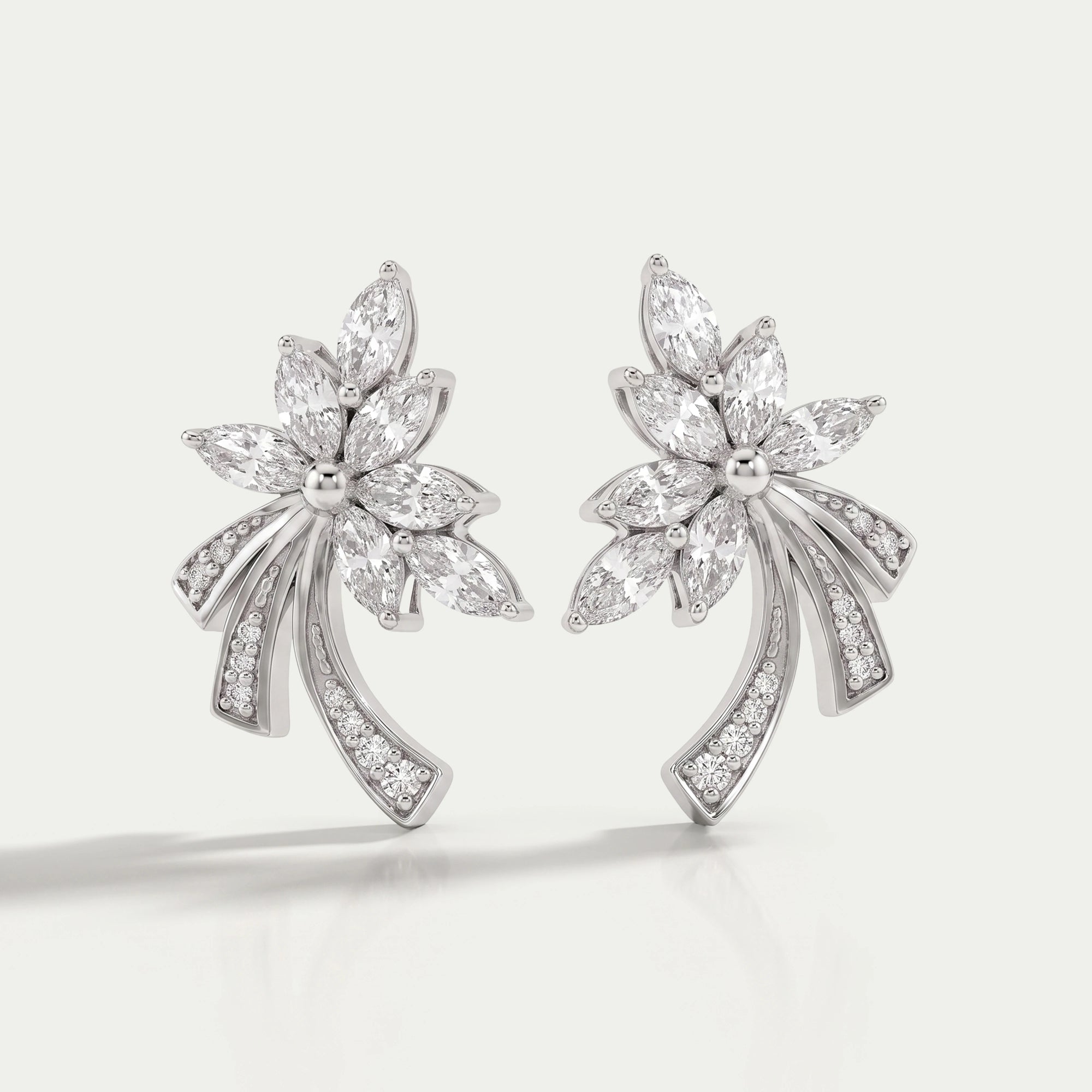 Marquise-Cut Cluster Diamond Earrings