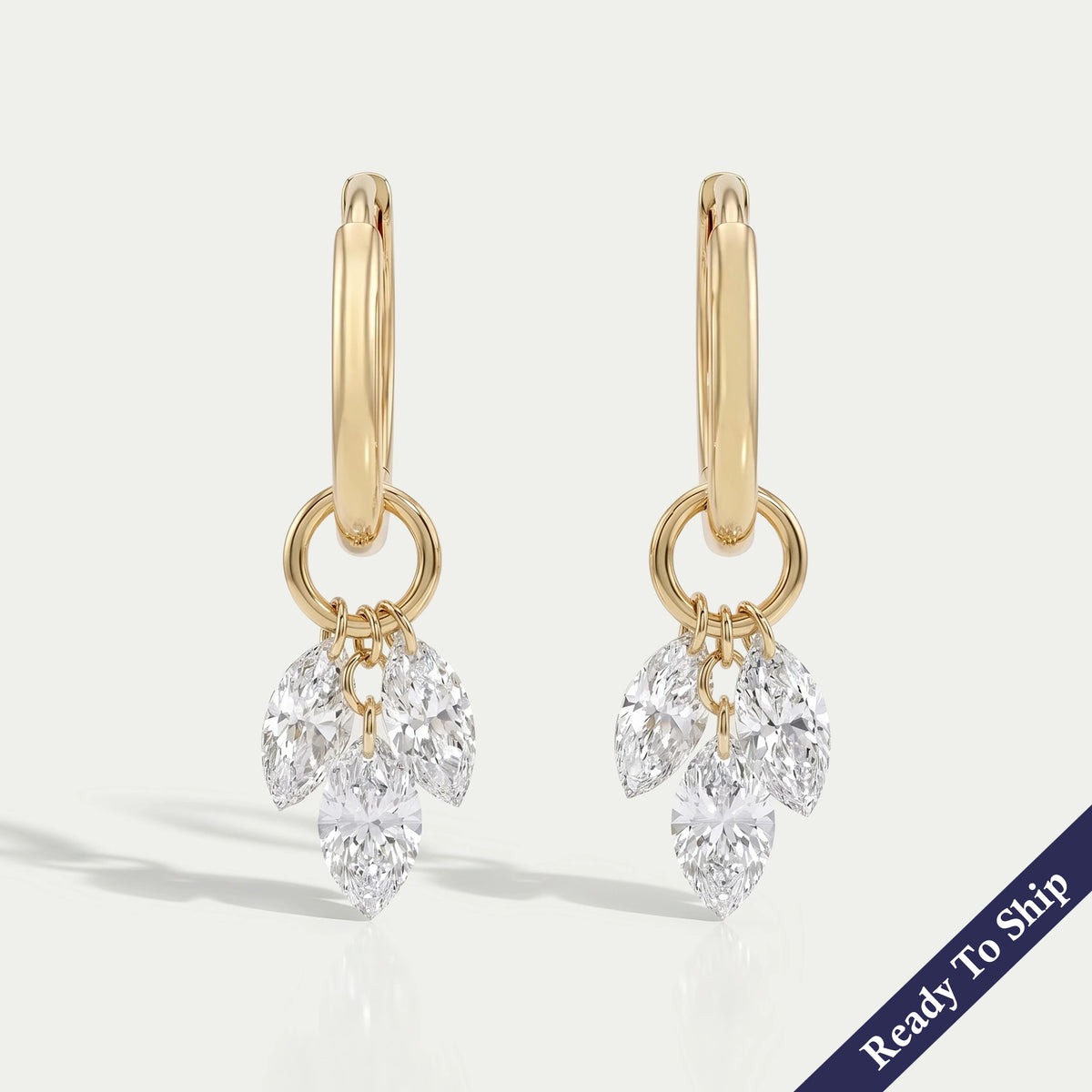 Marquise Drill Diamond Charm Hoop Earrings Earring