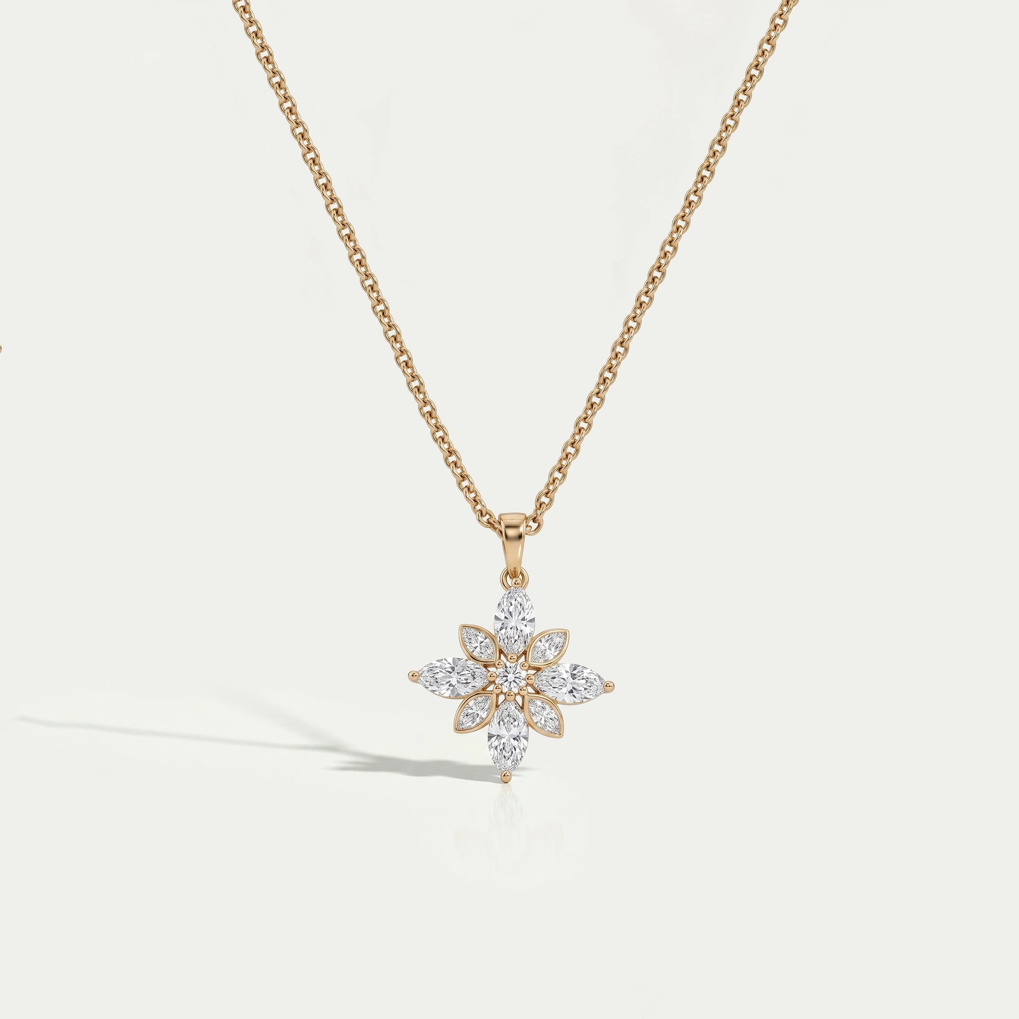 Marquise Cut Bezel Set Cluster Diamond Pendant Necklaces