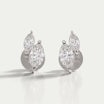 Two Stone Marquise Lab Diamond Stud