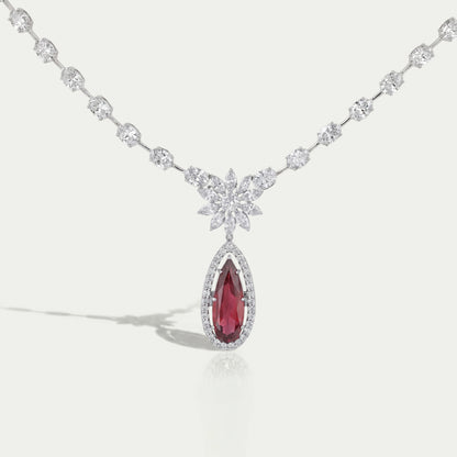 Red Ruby Pear Gemstone Bridal Necklace Necklaces