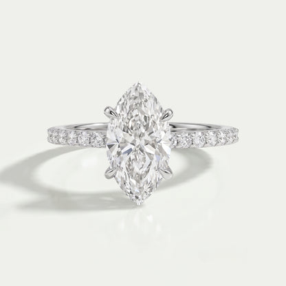 Marquise Cut Lab Grown Diamond Solitaire Accent Ring Ring