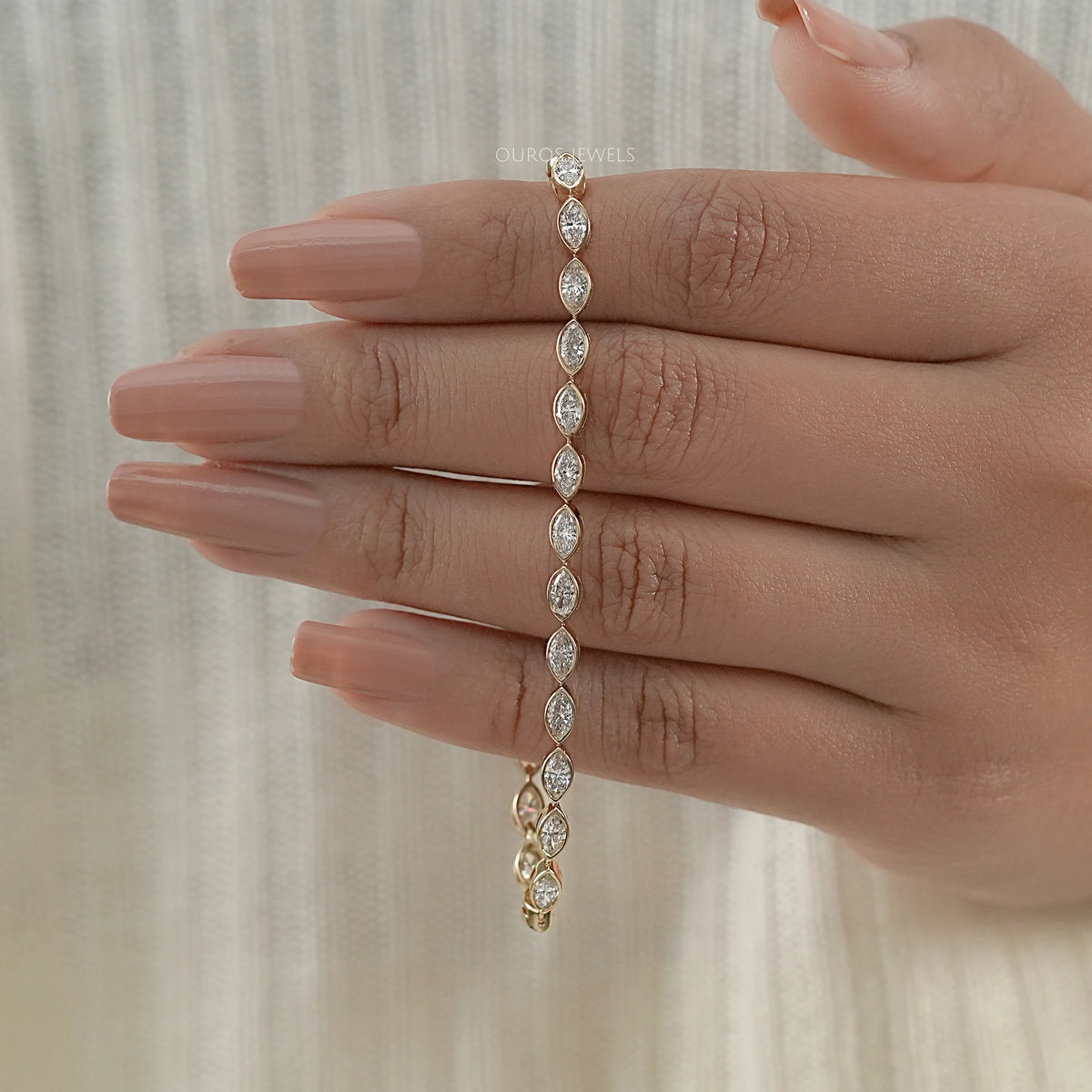 Marquise Cut Lab Diamond White Gold Tennis Bracelet Bracelet