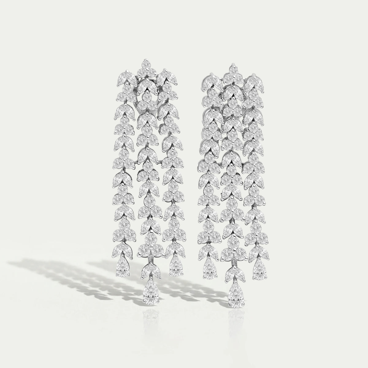 Marquise And Round Cut Lab Diamond Chandelier Earrings