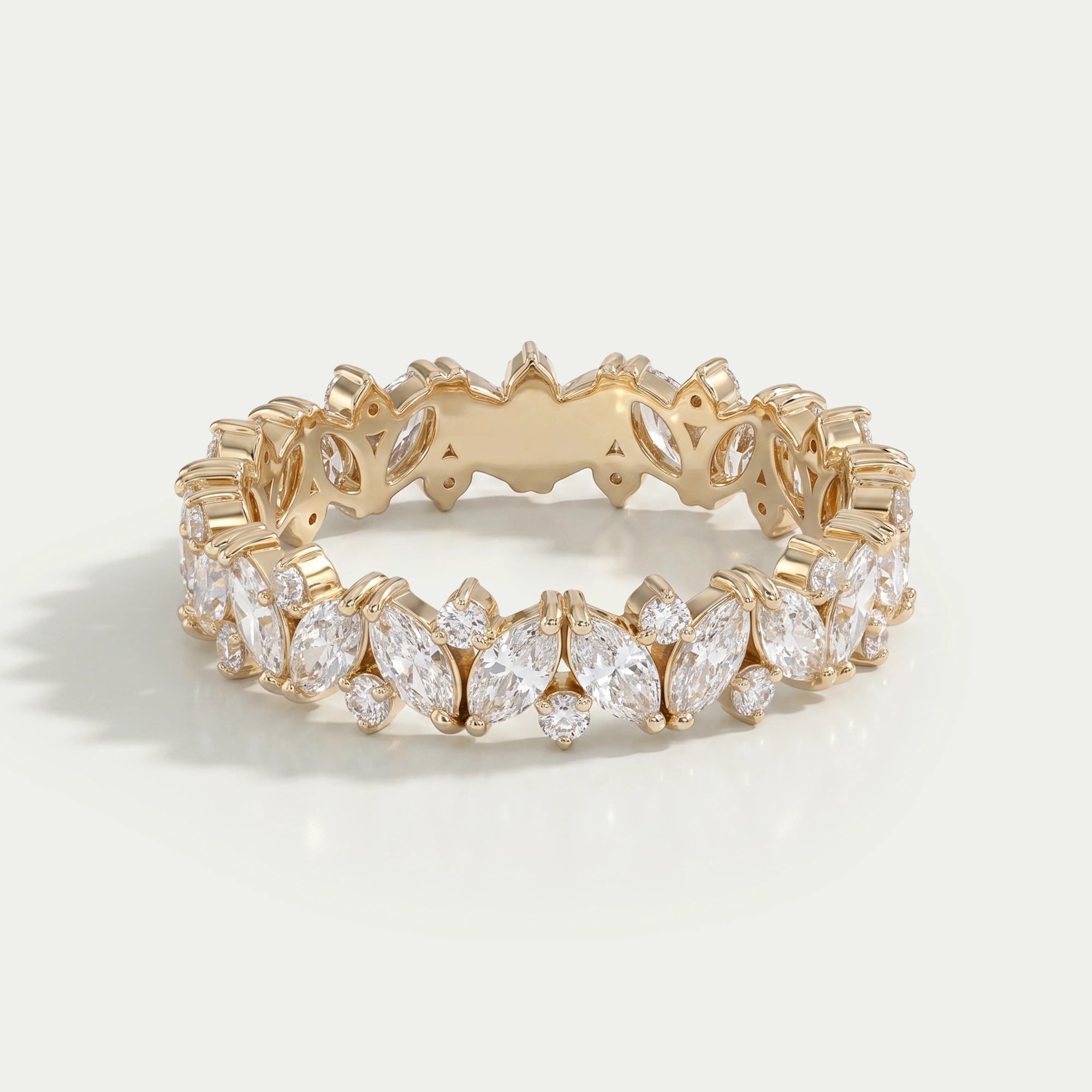 Marquise And Round Diamond Eternity Wedding Band