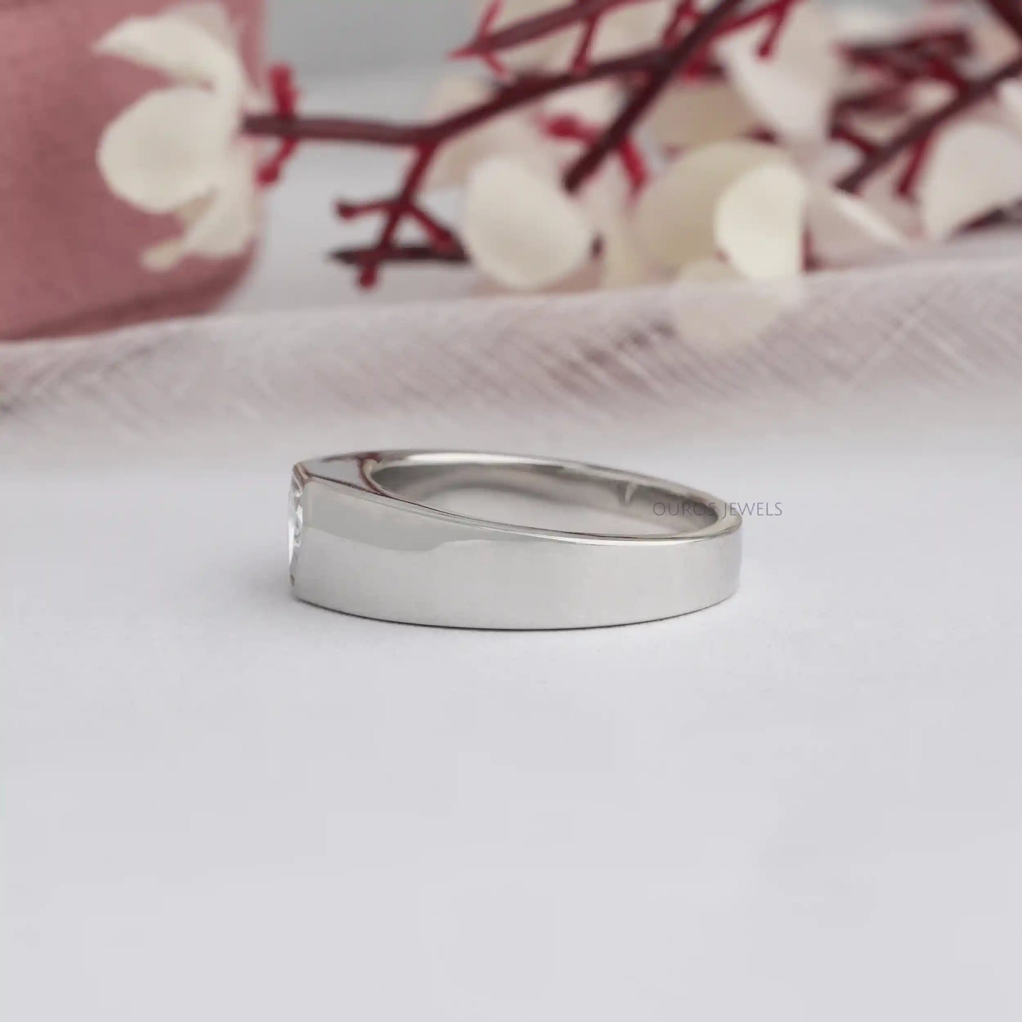 Shield Cut Lab Grown Diamond Solitaire Mens Wedding Band