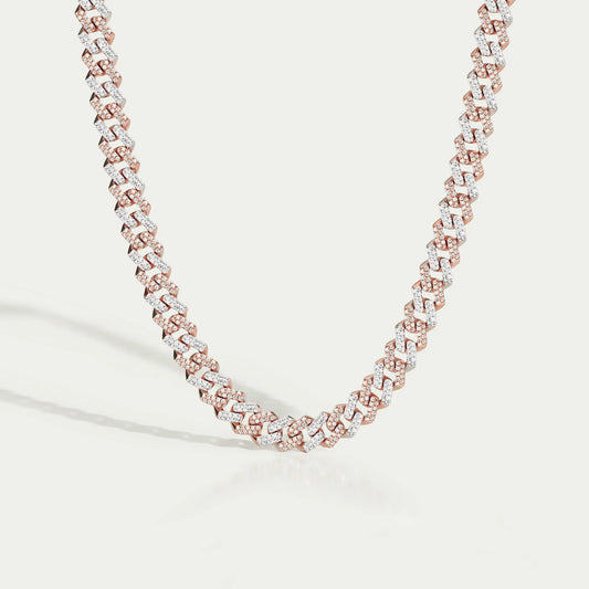 Two Tone Round Cut Miami Cuban Chain Men's Necklace