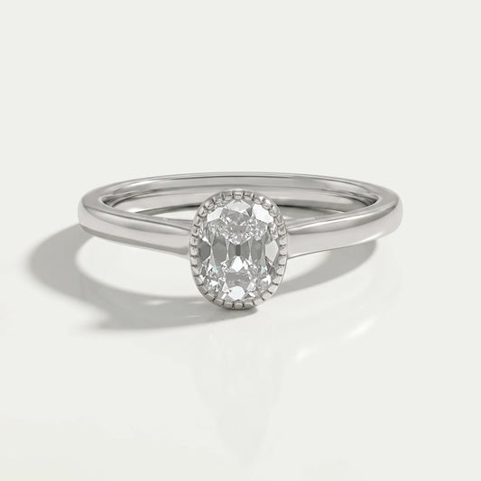 Old Mine Cushion Cut Milgrain Bezel Solitaire Ring
