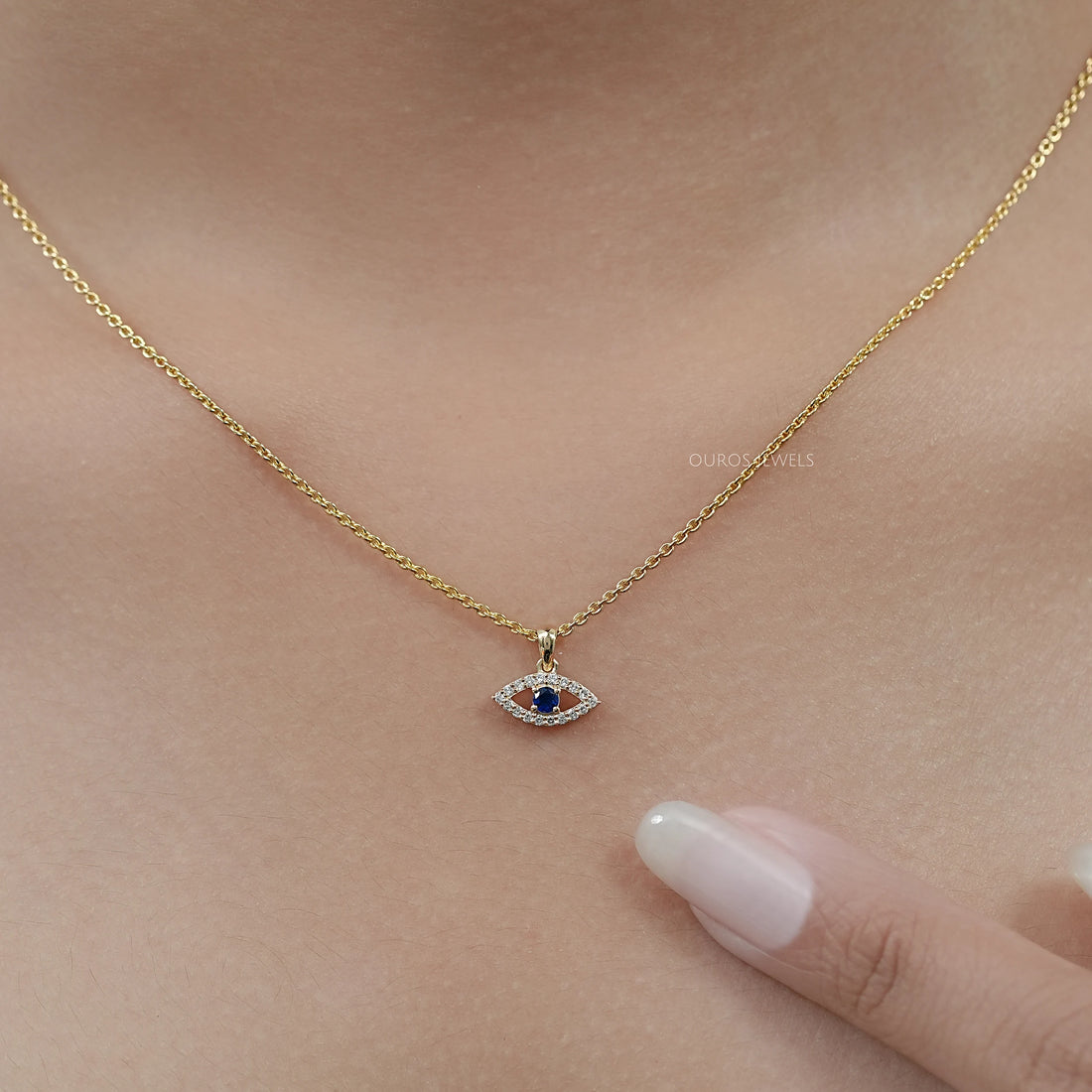 Birth Stone Evil Eye Lab Diamond Pendant Necklaces