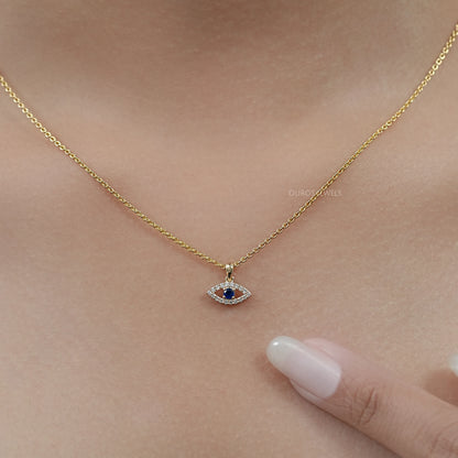 Birth Stone Evil Eye Lab Diamond Pendant Necklaces