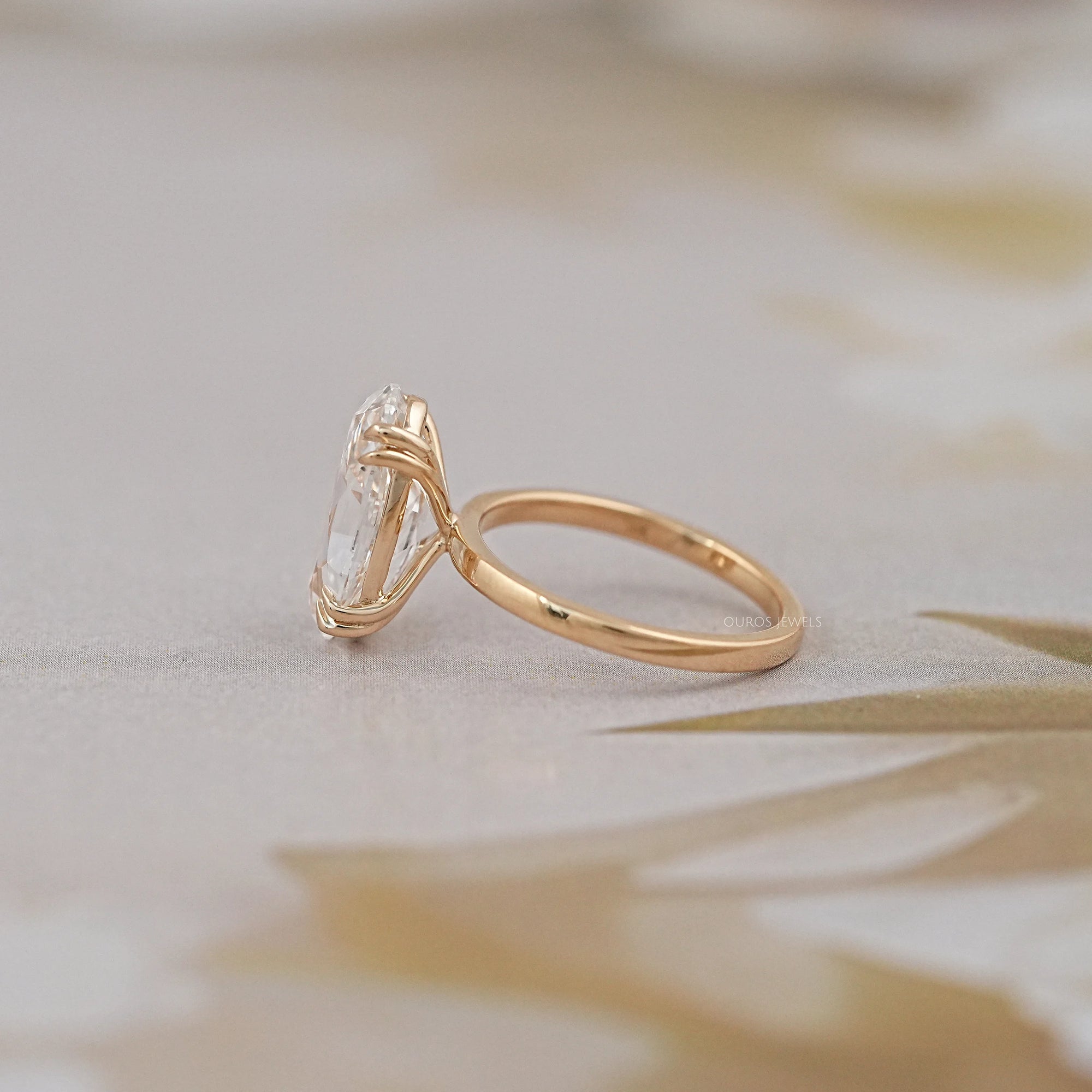 Old Mine Moval Cut Solitaire Engagement Ring Rings