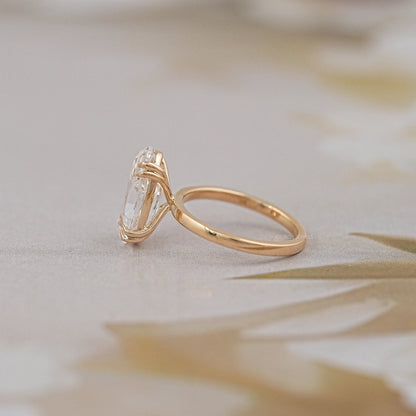 Old Mine Moval Cut Solitaire Engagement Ring Rings