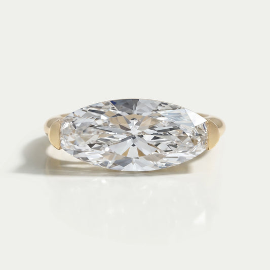 East West Moval Cut Diamond Engagement Ring Ring