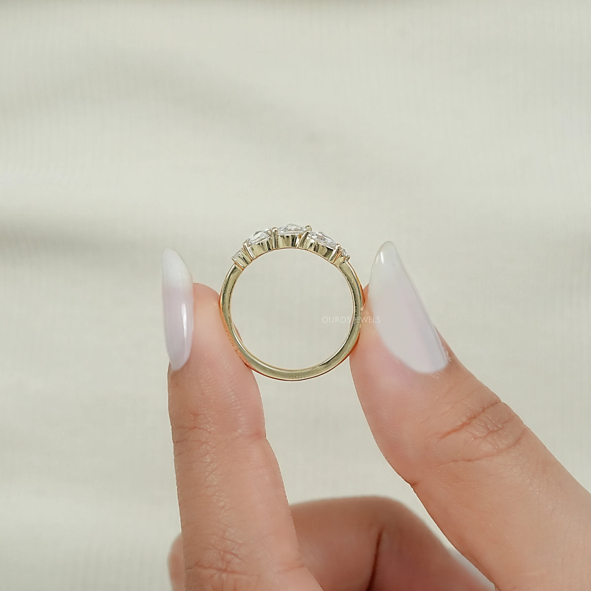 Five Stone Rose Cut Lab Diamond Ring