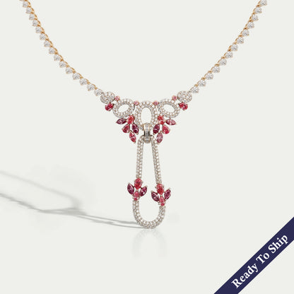 Pink Pear And Marquise Diamond Cluster Bridal Necklace Necklaces