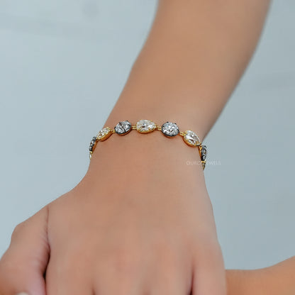 Multi Shape Diamond Button Back Tennis Bracelet
