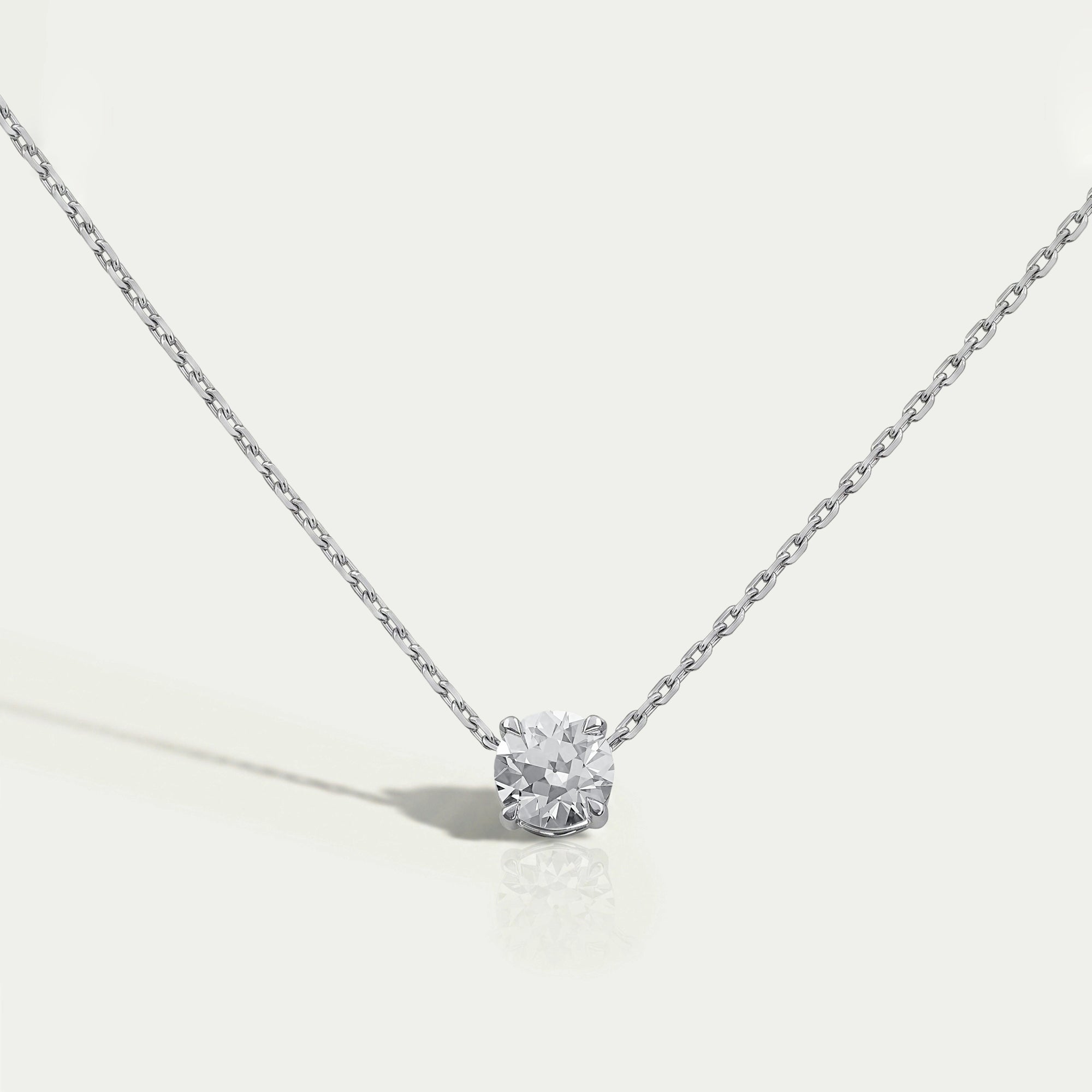 Old European Round Lab Diamond Solitaire Pendant