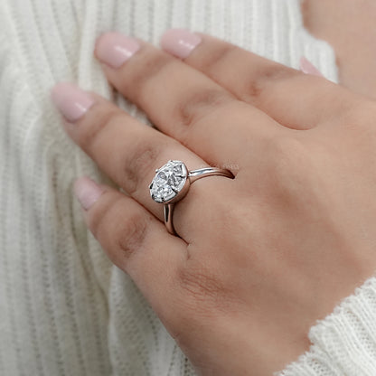 Old European Round Diamond Button Back Solitaire Ring Rings