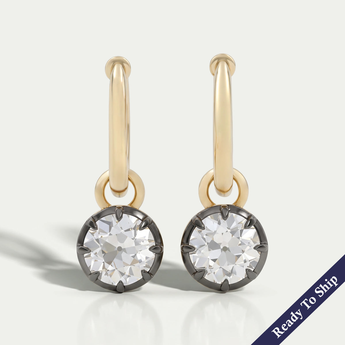 Old European Round Diamond Hoop Earrings