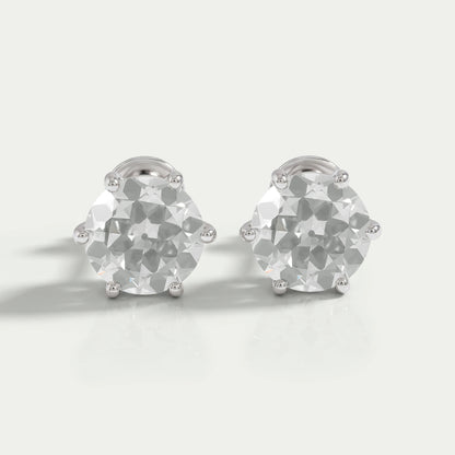 Old European Round Diamond Stud Earrings
