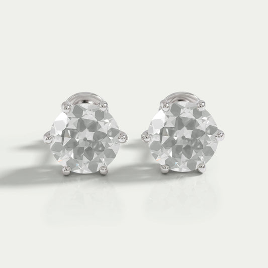 Old European Round Diamond Stud Earrings