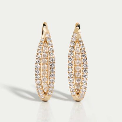 Round Cut Pave Set Diamond Hoop Earrings