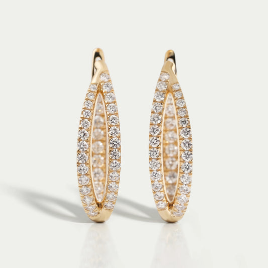 Round Cut Pave Set Diamond Hoop Earrings