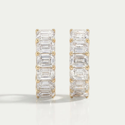 Emerald Cut Lab Grown Diamond  Hoop Earrings