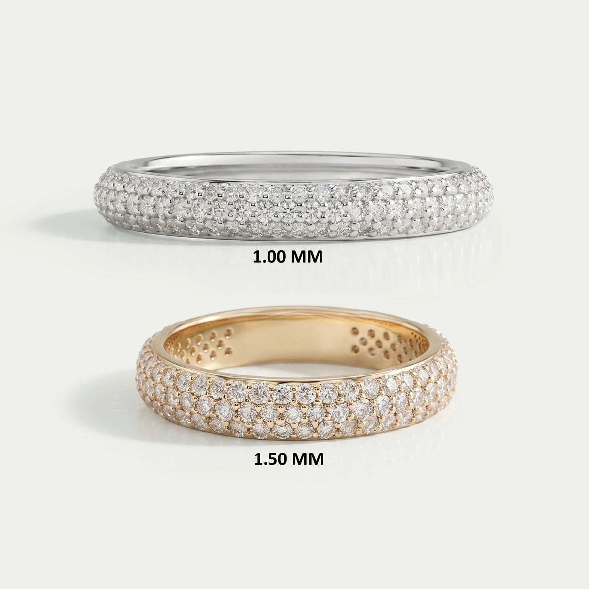 Round Cut Lab Diamond Pave Set Wedding Ring