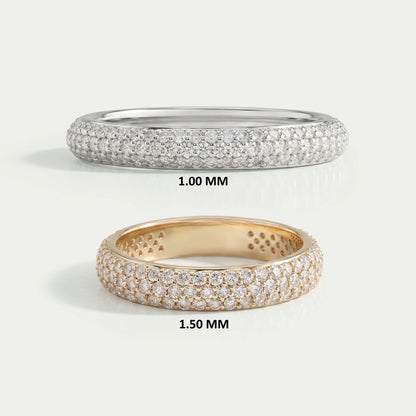Round Cut Lab Diamond Pave Set Wedding Ring