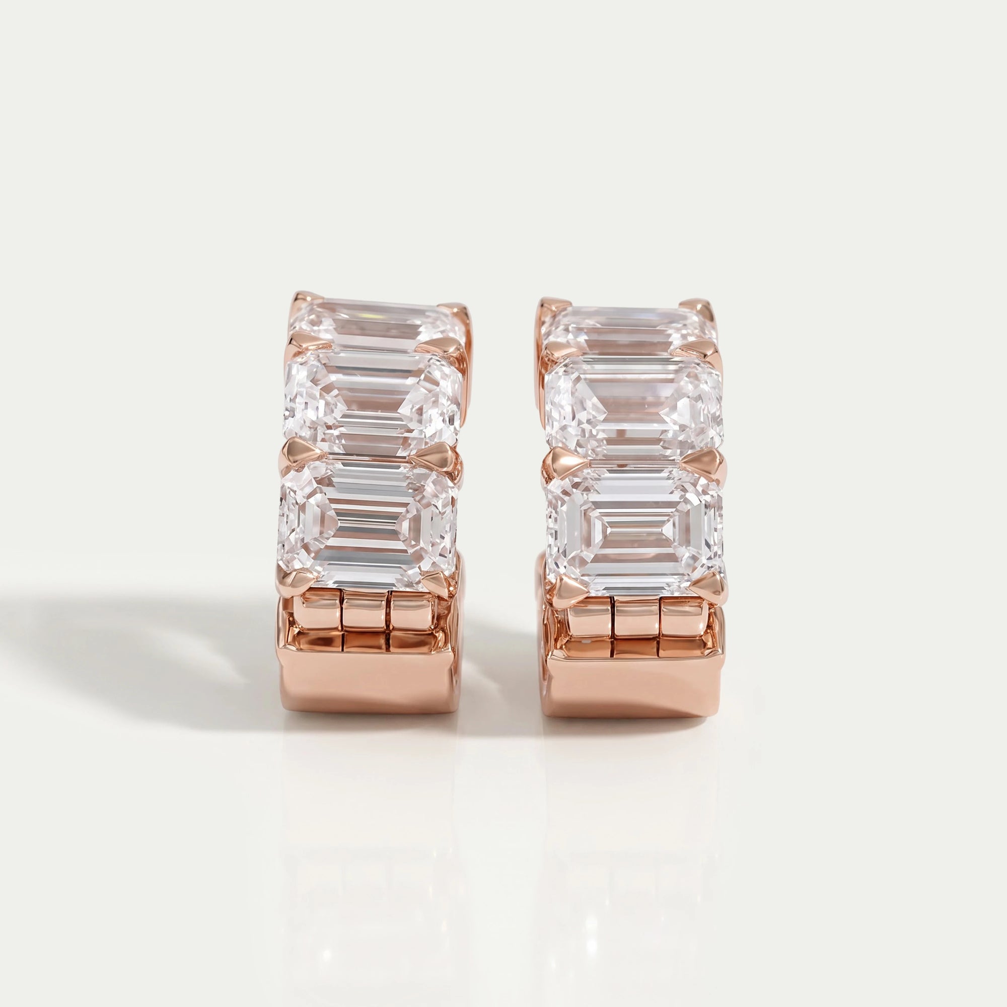 Lab Grown Emerald Cut Huggies Earrings