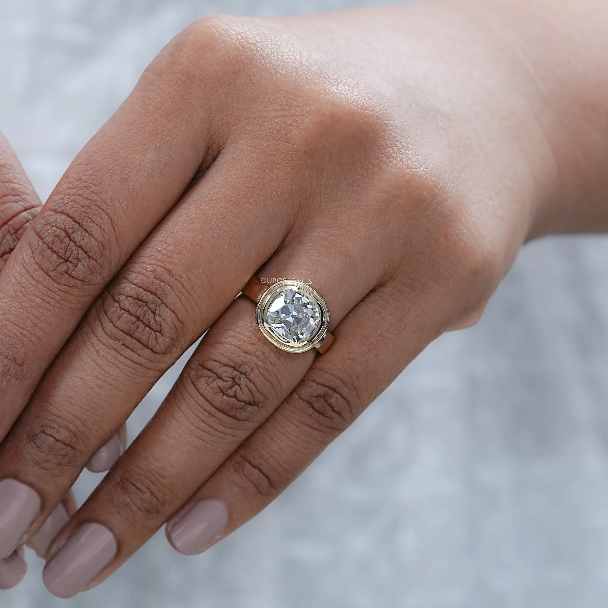 Old Mine Cushion Cut Bezel Set Ring Rings