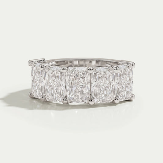 Five Stone Radiant Lab Diamond Wedding Ring