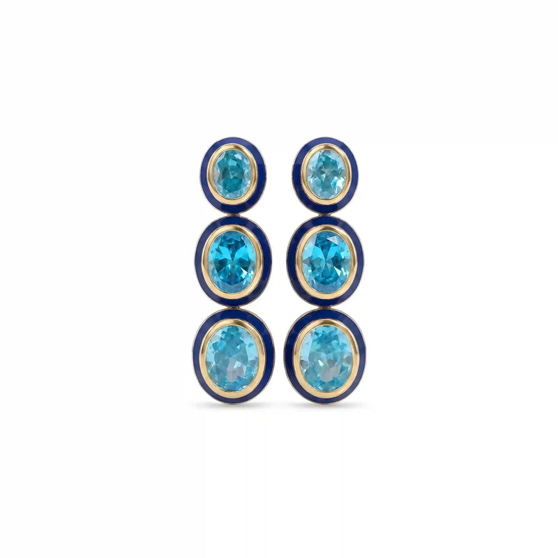 Blue Topaz Oval Gemstone Dangle Earrings