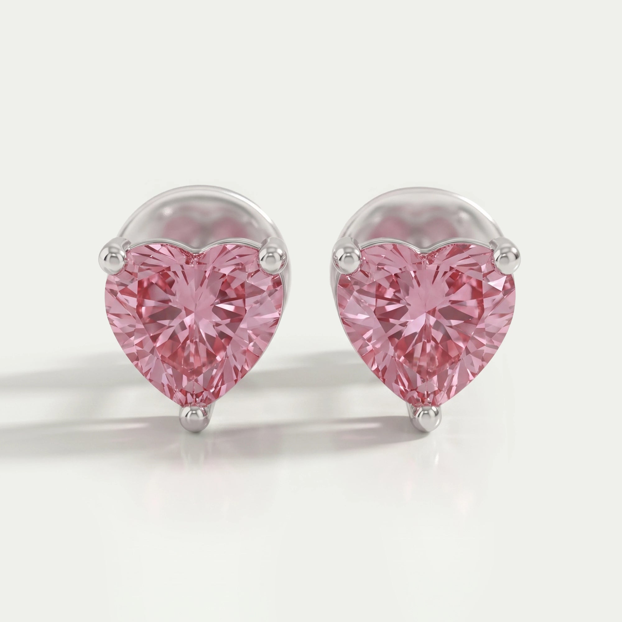 Heart Cut Diamond Earrings In Pink