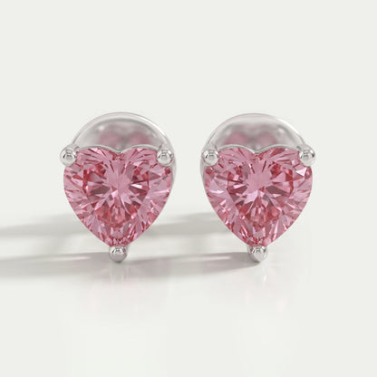 Heart Cut Diamond Earrings In Pink