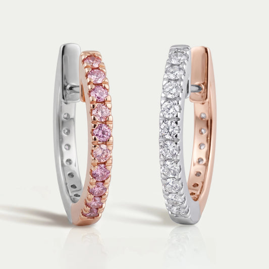 Fancy Color Round Cut Lab Diamond Hoop Earrings