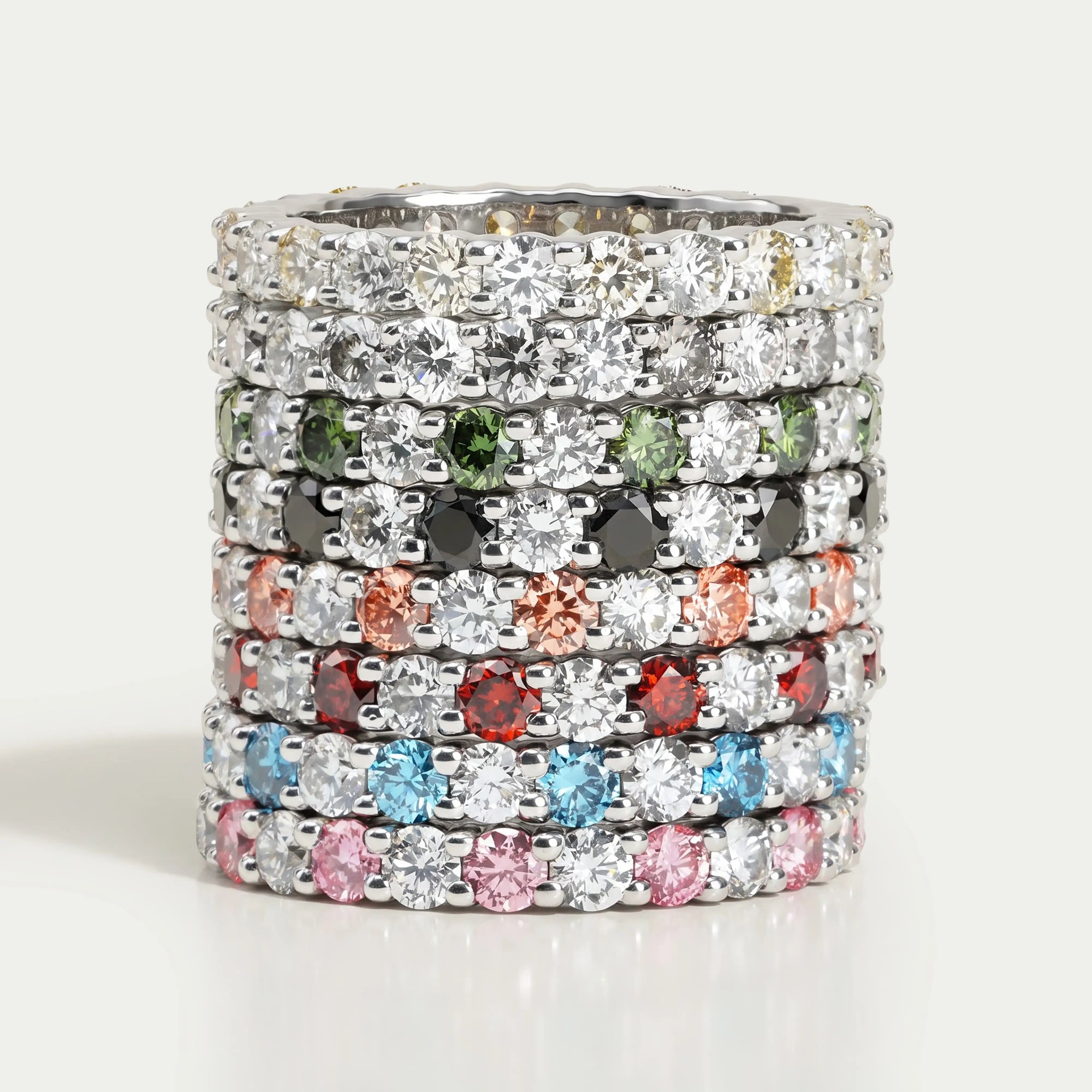 Multi Color Round Lab Diamond Wedding Bands