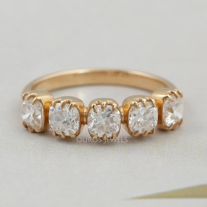 Old Mine Cushion Cut Five Stone Ring Rings