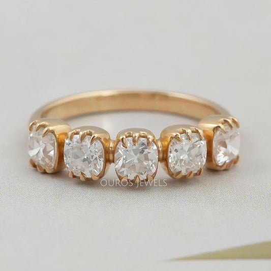Old Mine Cushion Cut Five Stone Ring Rings
