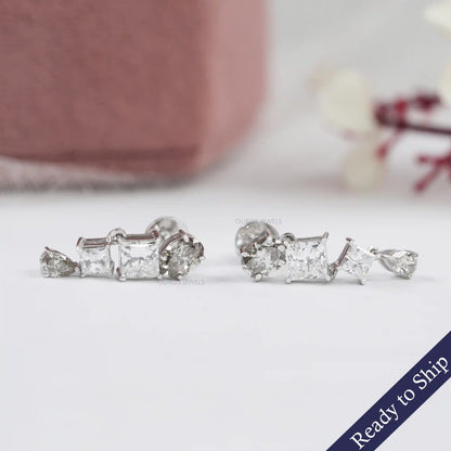 Olive Multi Shape Lab Diamond Drop Earrings Earrings