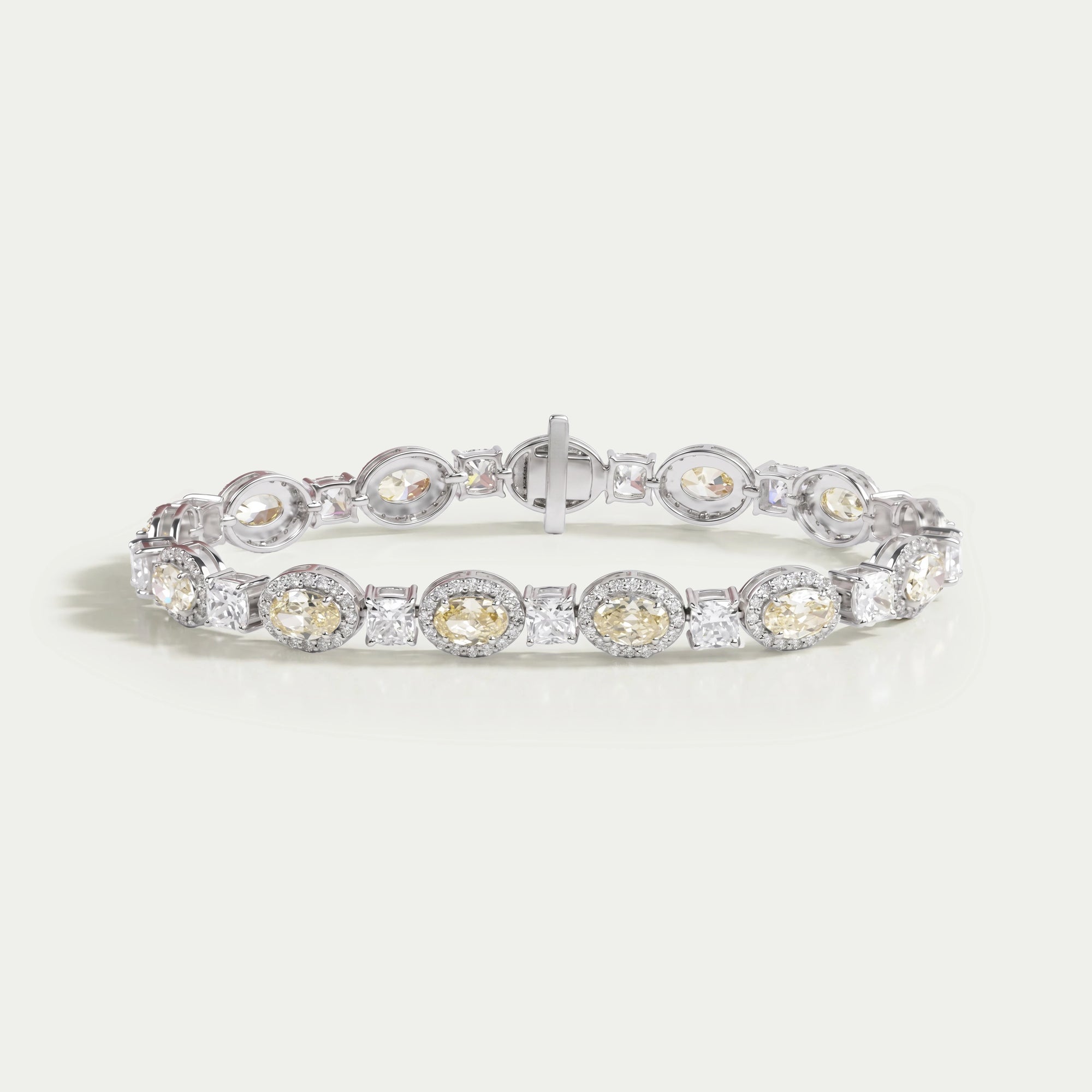 Yellow Oval Cut Halo Lab Grown Diamond Bracelet