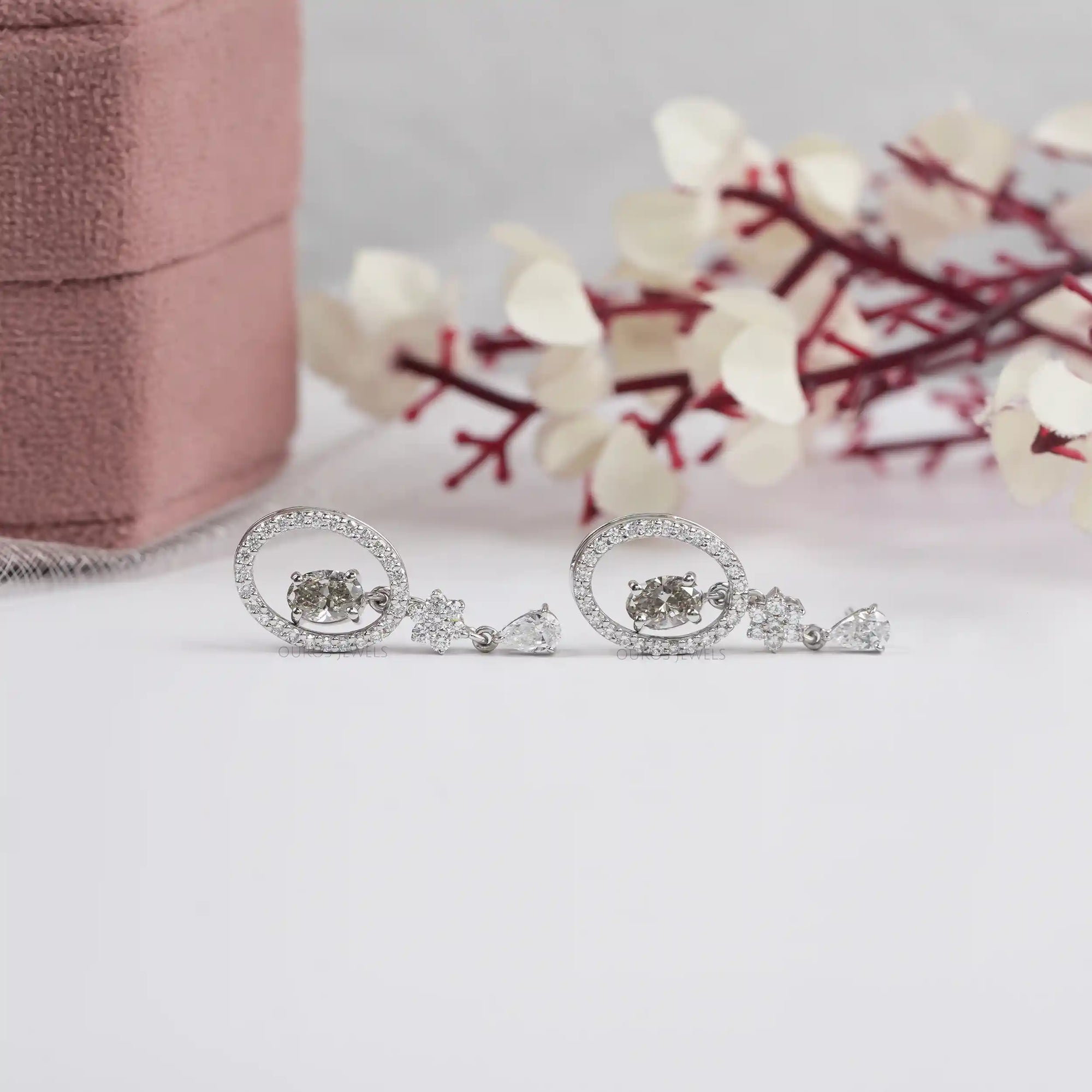 Olive Oval Lab Diamond Drop Earrings Earrings