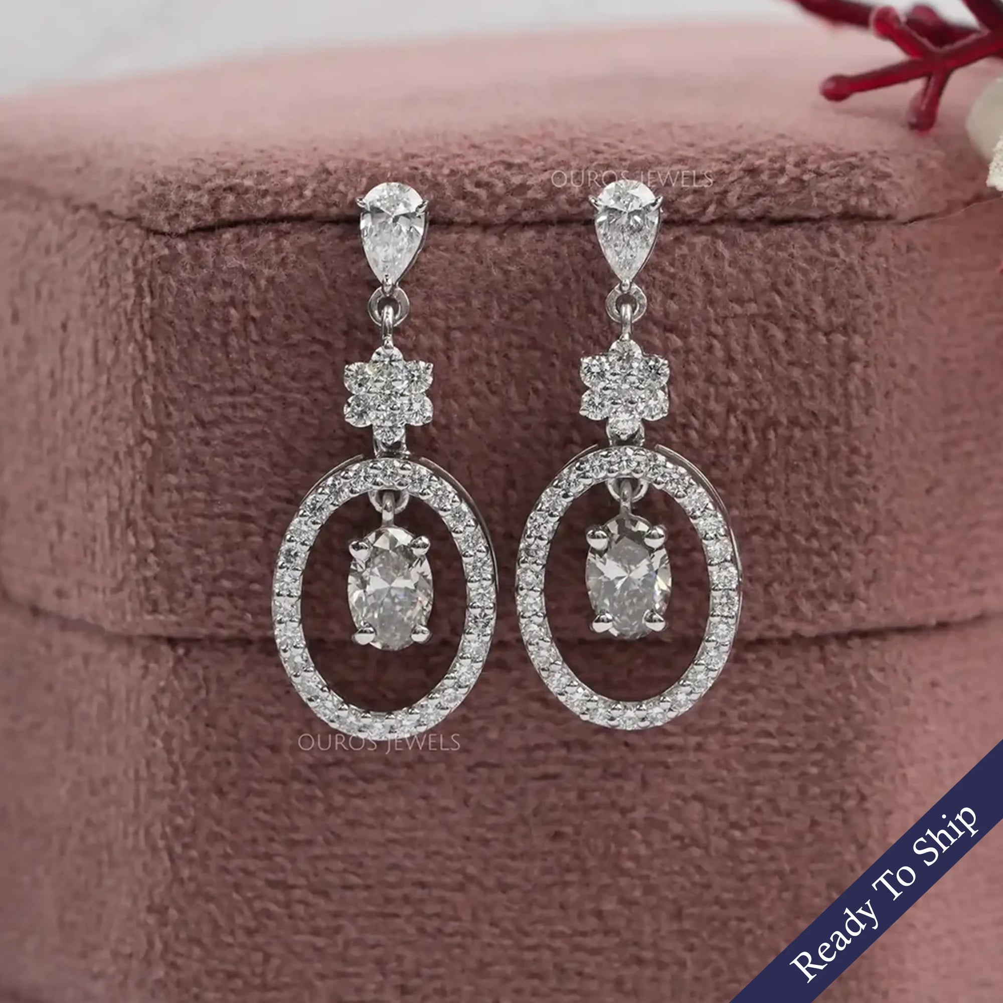 Olive Oval Lab Diamond Drop Earrings Earrings