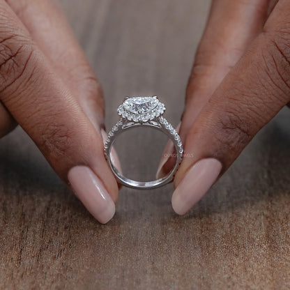 Heart Lab Diamond Halo Engagement Ring Ring