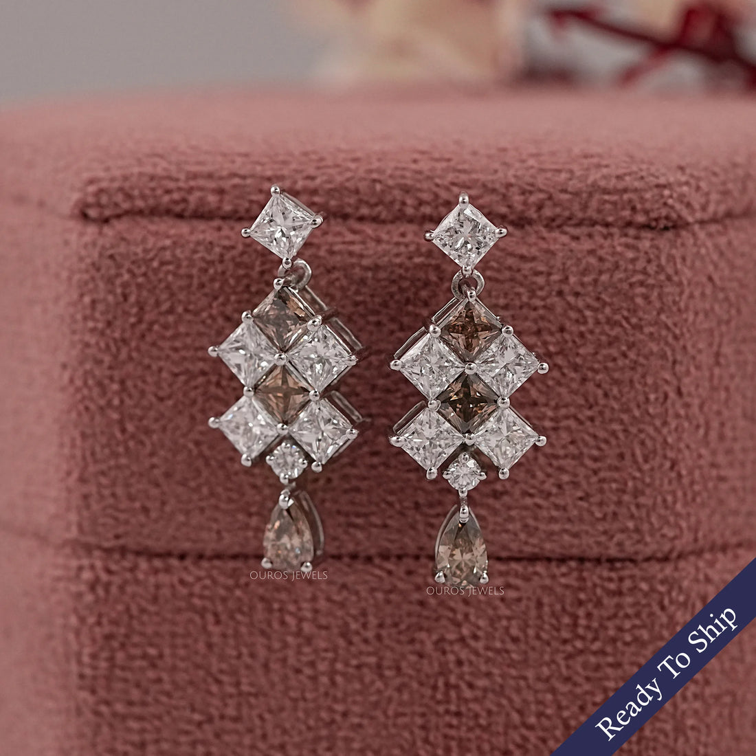 Brown Princess Lab Diamond Drop Earrings Earrings