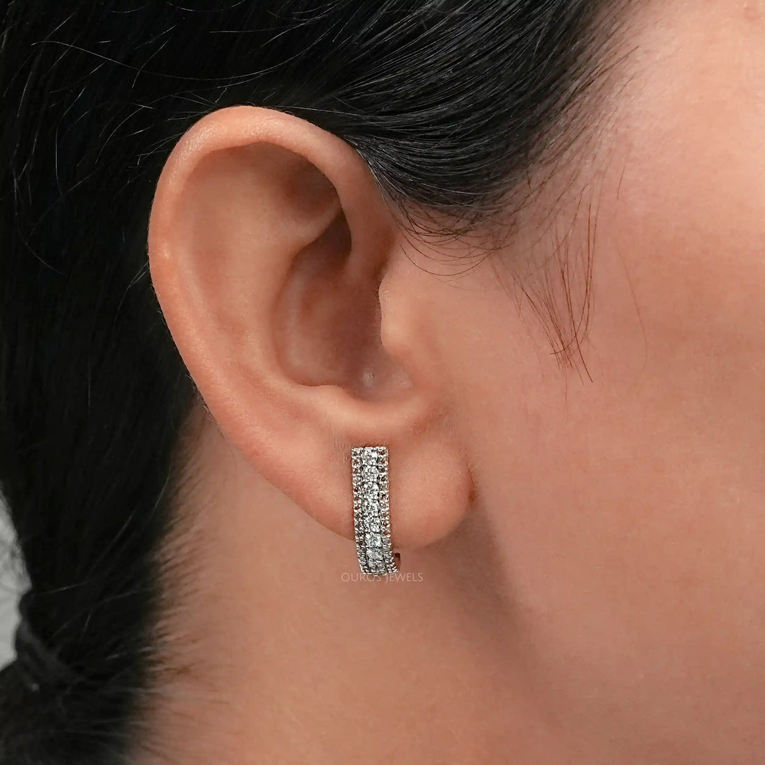 Brown Round Lab Diamond Bar Earrings Earrings