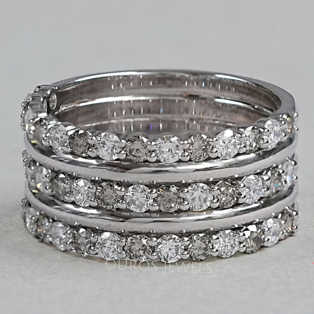 Half Eternity Round Cut Three Row Band