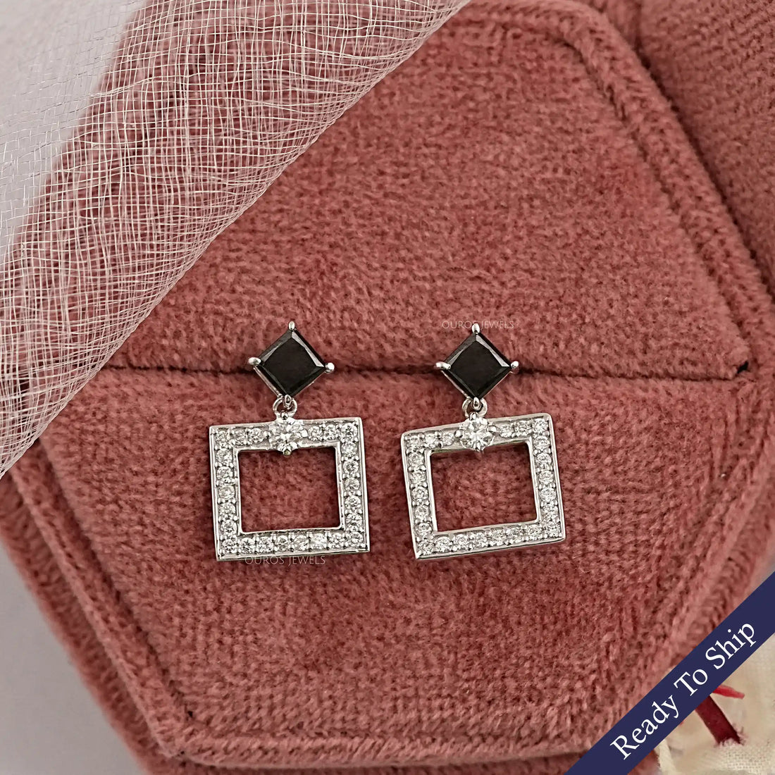 Black Princess Lab Diamond Drop Earrings Earrings